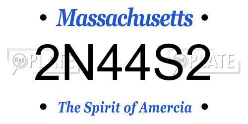 2N44S2 Massachusetts License Plate