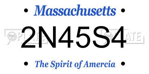 2N45S4 Massachusetts License Plate