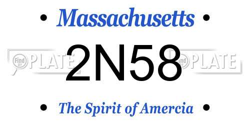 2N58 Massachusetts License Plate