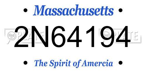 2N64194 Massachusetts License Plate