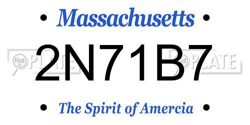 2N71B7 Massachusetts License Plate