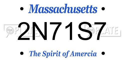 2N71S7 Massachusetts License Plate