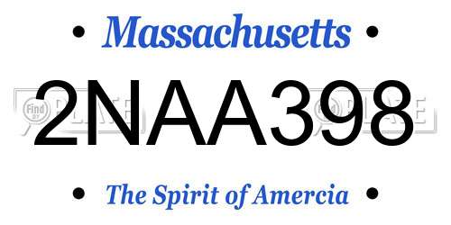 2NAA398 Massachusetts License Plate