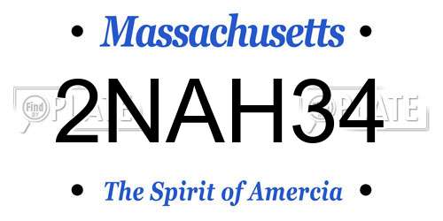 2NAH34 Massachusetts License Plate
