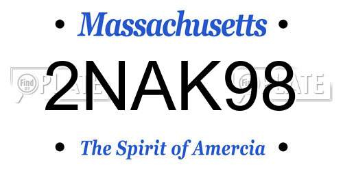 2NAK98 Massachusetts License Plate