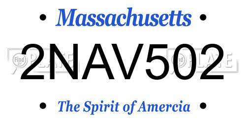 2NAV502 Massachusetts License Plate