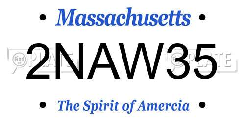 2NAW35 Massachusetts License Plate