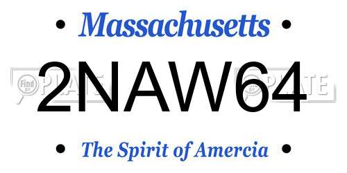 2NAW64 Massachusetts License Plate