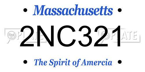 2NC321 Massachusetts License Plate