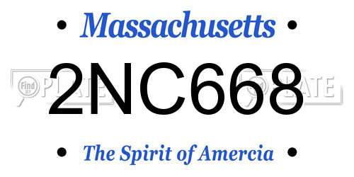 2NC668 Massachusetts License Plate