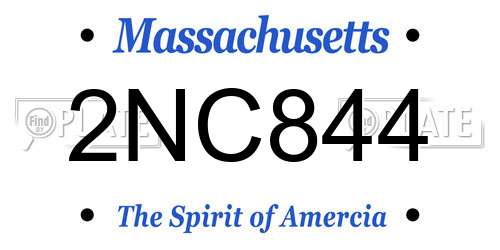 2NC844 Massachusetts License Plate