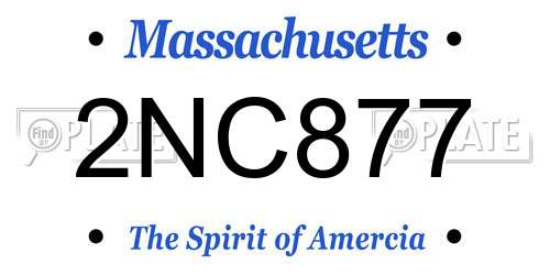 2NC877 Massachusetts License Plate