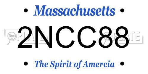 2NCC88 Massachusetts License Plate