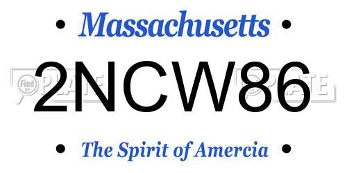 2NCW86 Massachusetts License Plate
