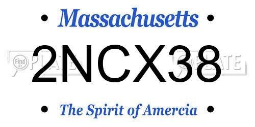 2NCX38 Massachusetts License Plate
