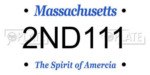 2ND111 Massachusetts License Plate