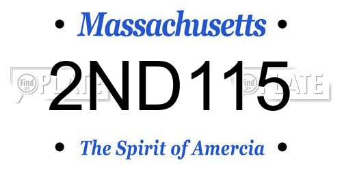 2ND115 Massachusetts License Plate