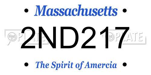 2ND217 Massachusetts License Plate