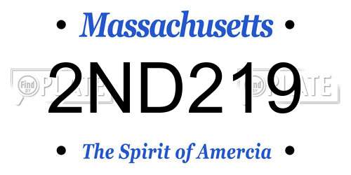 2ND219 Massachusetts License Plate