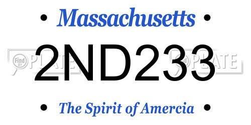 2ND233 Massachusetts License Plate