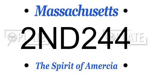 2ND244 Massachusetts License Plate