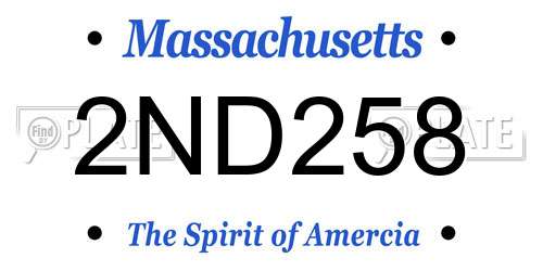 2ND258 Massachusetts License Plate