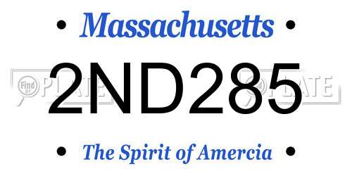 2ND285 Massachusetts License Plate