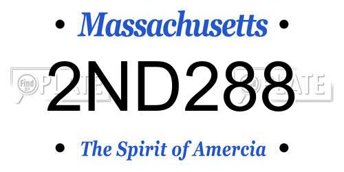 2ND288 Massachusetts License Plate