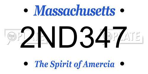 2ND347 Massachusetts License Plate