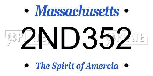 2ND352 Massachusetts License Plate