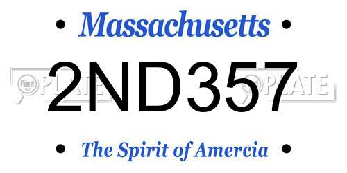 2ND357 Massachusetts License Plate