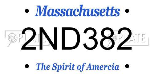 2ND382 Massachusetts License Plate