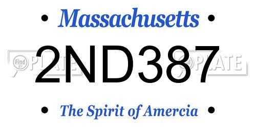 2ND387 Massachusetts License Plate