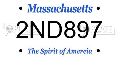 2ND897 Massachusetts License Plate