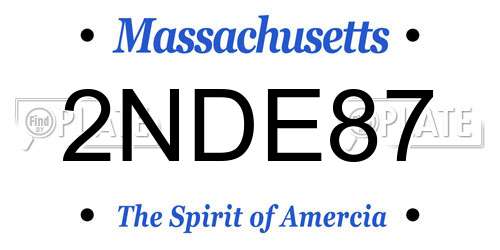 2NDE87 Massachusetts License Plate