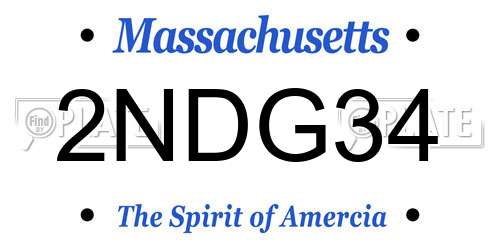 2NDG34 Massachusetts License Plate