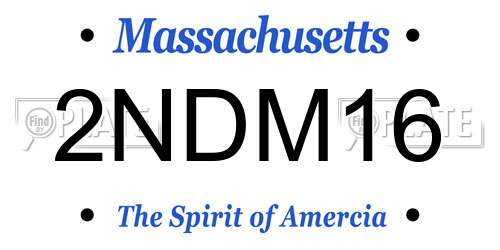 2NDM16 Massachusetts License Plate