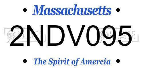 2NDV095 Massachusetts License Plate