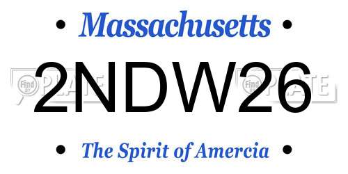 2NDW26 Massachusetts License Plate