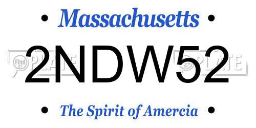 2NDW52 Massachusetts License Plate