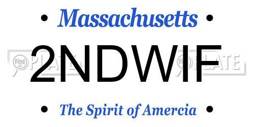2NDWIF Massachusetts License Plate