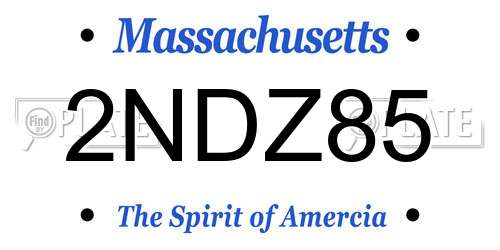 2NDZ85 Massachusetts License Plate