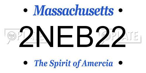 2NEB22 Massachusetts License Plate