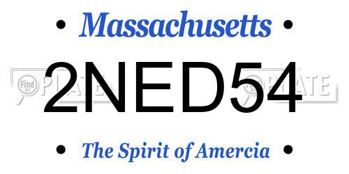 2NED54 Massachusetts License Plate