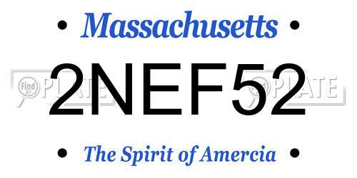 2NEF52 Massachusetts License Plate