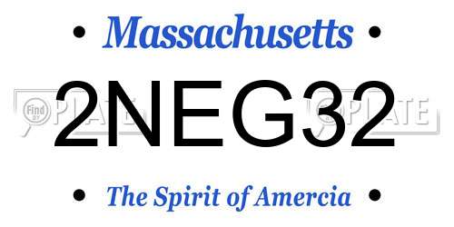2NEG32 Massachusetts License Plate