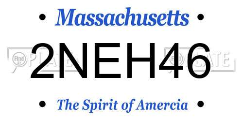 2NEH46 Massachusetts License Plate