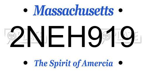 2NEH919 Massachusetts License Plate