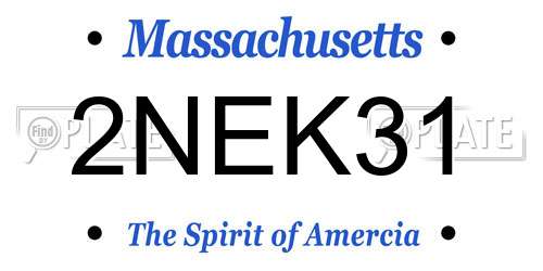 2NEK31 Massachusetts License Plate