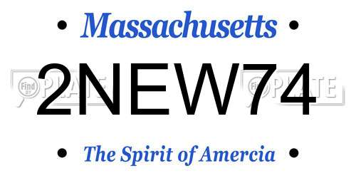 2NEW74 Massachusetts License Plate